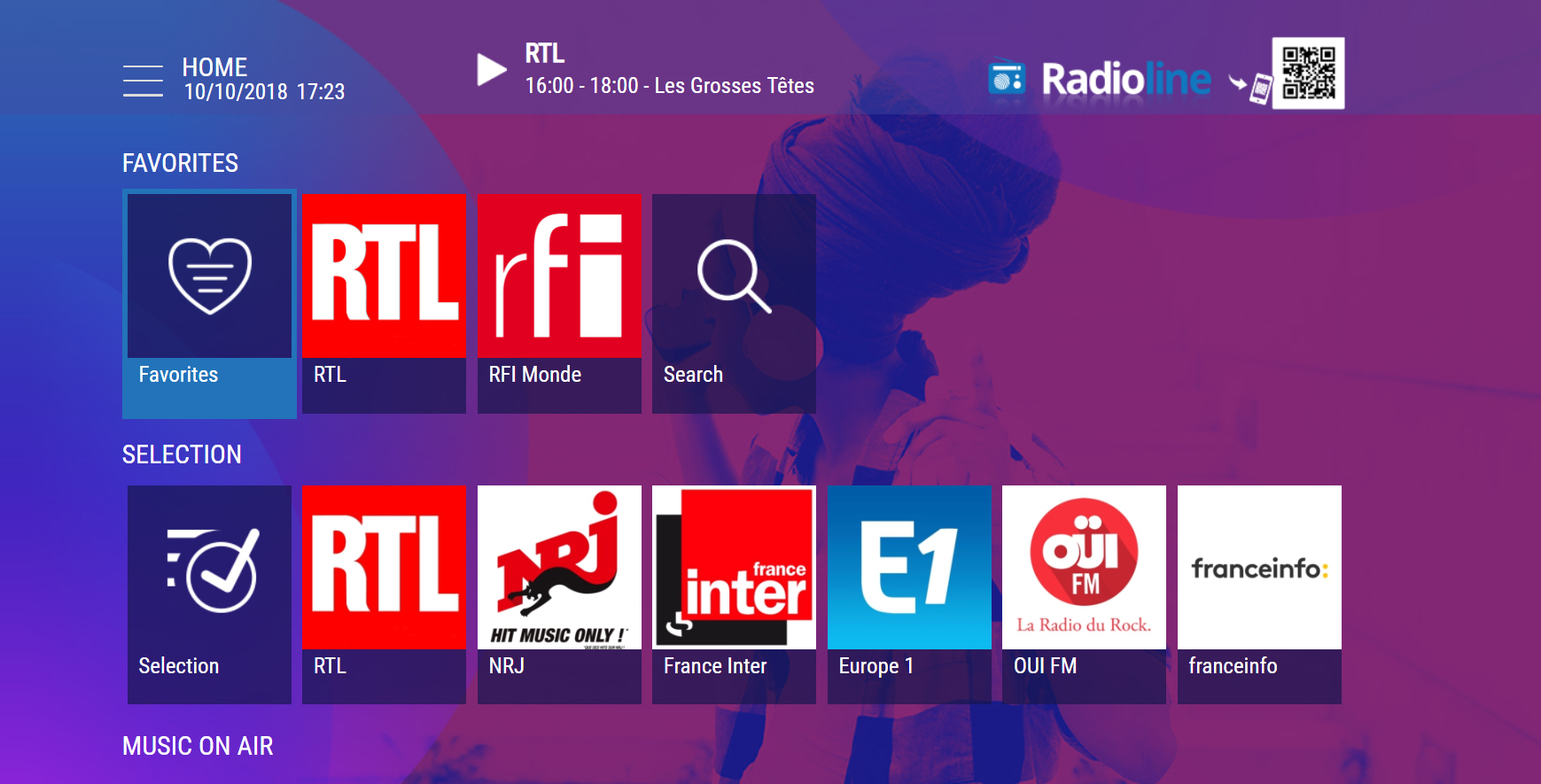 Radioline HTML5 TV app colourful version